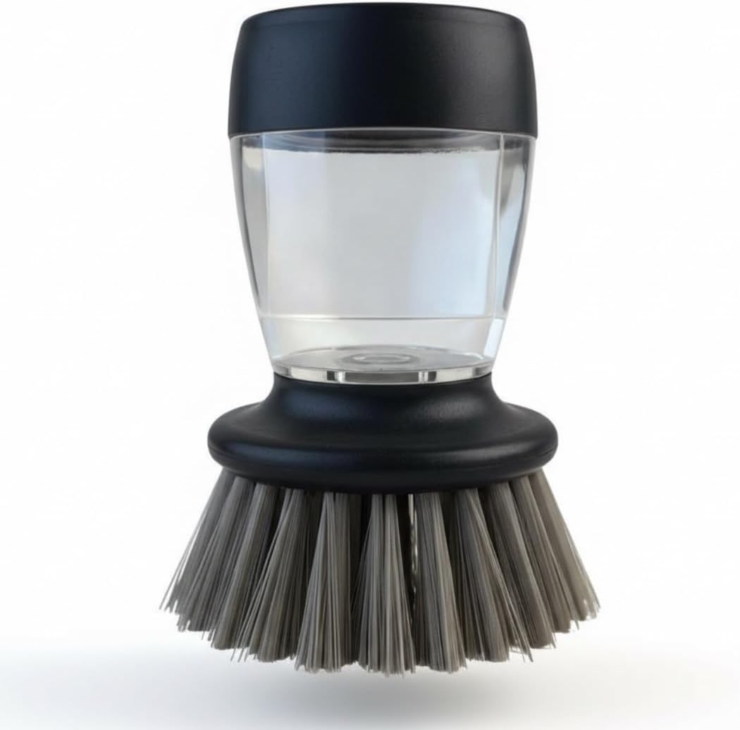 Soap Dispensing Dish Brush with Replaceable Heads – Leak-Proof Kitchen Scrub Brush for Dishes, Sinks & Pots – Ergonomic Non-Slip Handle