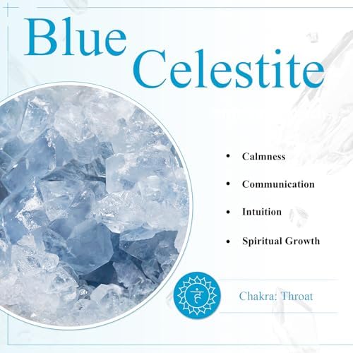 mookaitedecor Natural Celestite Crystal Geode Cluster Irregular Mineral Specimen Stone for Crystals Healing Reiki Home Decoration(10-49g)