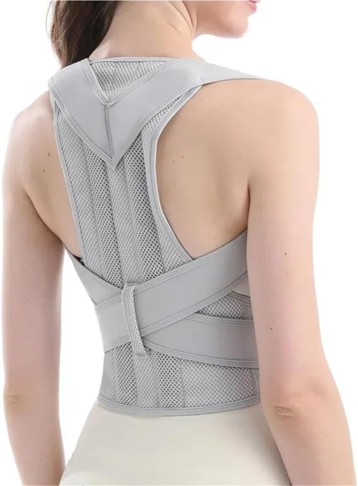 Plus Size XS-5XL Posture Corrector Women Men Back Brace For Upper And Lower Back Pain Relief, Adjustable Scoliosis Hunchback Correction Belt Decompression Neck Shoulders(Gray,XX-Large)