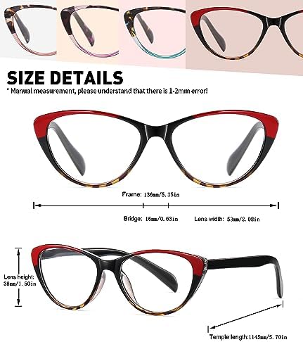 Cat Eye Reading Glasses for Women Blue Light Blocking,Readers for Women 2.75 with Comfort Spring Hinges,Fashion Designer Ladies Eyeglasses(4 pack)