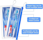 FoldTier 30 Set Toothbrush and Cover Travel Kit Bulk with Toothpaste Individually Wrapped Travel Size Toothbrush Set Soft Bristles Resealable Portable and Reusable Bag for Homeless Hotel Home Charity