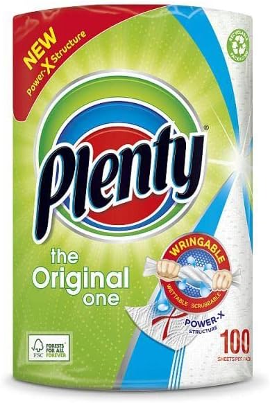 Plenty White Kitchen Roll 100 Sheets x 5 Pack