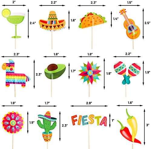 48PCS Fiesta Cupcake Toppers Cinco de Mayo Decorations Mexican Fiesta Party Decorations Supplies