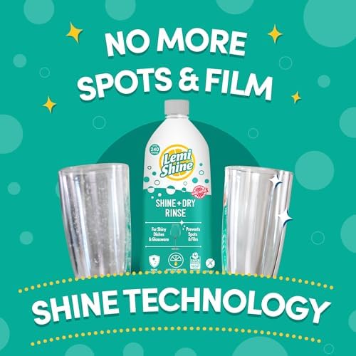 Lemi Shine Shine and Dry Natural Dishwasher Rinse Aid - Hard Water Stain Remover - 25.35 fl oz
