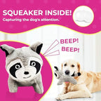 Glow Pups Raccoon Dog Toy 3 Pack with Squeaker, Plush Hide and Seek Dog Toys for Small to Medium Dogs, Burrow Replacement Animals, Woodland Gray, 3 x 5 x 2 inches