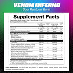 DRAGON PHARMA Venom Inferno, Extreme High-Stim Pre-Workout, Explosive Energy and Unparalleled Focus (40 Servings, Sour Rainbow Burst)