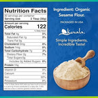 Kevala Organic Sesame Flour - 50% Protein Flour Made with Non GMO Sesame Seeds, With Mild Sesame Flavor, Vegan Protein Source, For Making Bread and Cooking, 2 lb, 32 oz