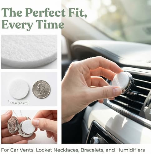 GLEAVI 100 Pack Essential Oil Diffuser Pads, 0.9 Inch Unscented Aroma Replacement Pads, Highly Absorbent Scent Refill Inserts for Car Vent Clip, Humidifier and Locket Necklace