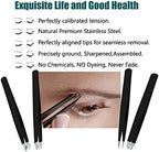 [4+1 Pieces] Tweezers Set with Travel Case, Great Precision Upgrade Professional Anti-rust Alloy Tweezers for Women & Men Multi-purpose as Eyebrows Facial Hair Ingrown Hair Removal