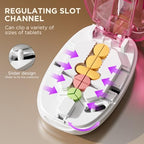 Pill Cutter Splitter for Small and Tiny Pills, Professional Adjustable Pill Cutter with Stainless Steel Blade, Precise Cuts into 1/2, 1/3, 1/4, Portable Travel Sized Design for All Tablet (Pink)