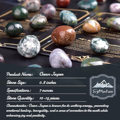 Polished Stone Set Ocean Jasper Crystals, 0.8" Handpicked Tumbled Gemstones Rocks, Pebbles for Reiki, Chakra, Healing, Home Decor