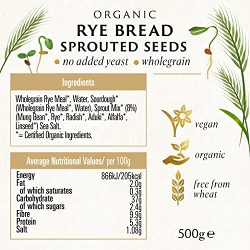 BIONA Organic Rye Bread with Sprouted Seeds, 500 GR