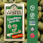 Filippo Berio Cold Pressed Extra Virgin Olive Oil, 1 Liter Tin (33.8 Ounce) Contains Polyphenols