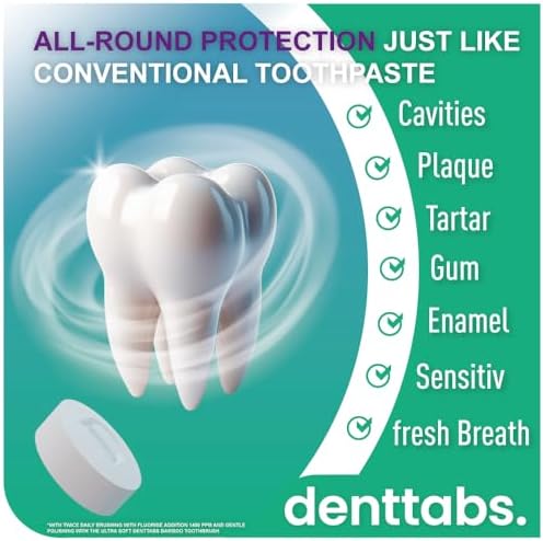 DENTTABS Stevia - Mint Tooth Cleaning Tablets Fluoride freeindividual pack1 x 125 Pieces)