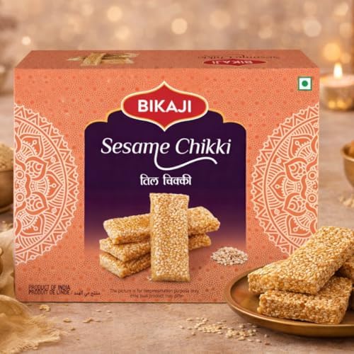 Bikaji Sesame Seed Chikki 14.11 oz (400g), Indian Sweets, Til & Jaggery, Traditional Indian Sweet, Crunchy Sesame Brittle, Authentic Indian Mithai, Winter Special Festive Gift Pack