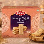 Bikaji Sesame Seed Chikki 14.11 oz (400g), Indian Sweets, Til & Jaggery, Traditional Indian Sweet, Crunchy Sesame Brittle, Authentic Indian Mithai, Winter Special Festive Gift Pack