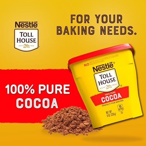 Nestle Toll House 100% Pure Cocoa Perfect for Baking, No Preservatives, Artificial Flavors or Colors, Baking Cocoa (8oz)