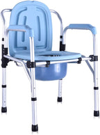 3-in-1 Obesity Bedside Commode Chair Folding Elderly Toilet Seat Shower Bench with Toilet Style Seat and Cover Tool-Free Assembly