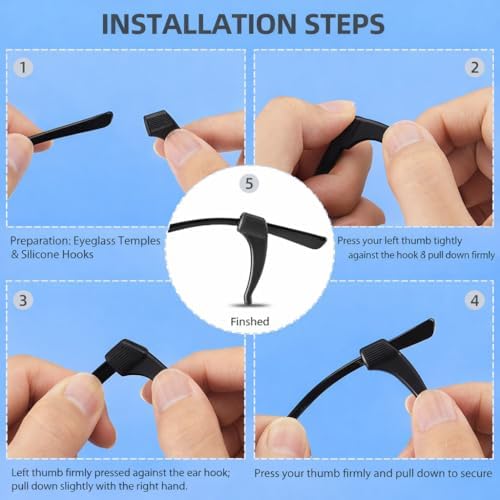 Eyeglass Ear Grips -20 Pairs Anti-Slip Glasses Grips,Glasses Holder, Silicone Eye Glasses Ear Grippers Sleeve Retainer, Glasses Ear Hook Cushions for Sports, Sunglasses(Black)