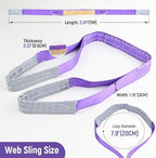 2-PCS 5:1 Safety Factor 1" X3.3' Lifting Slings 2204 lbs Webbing Sling 2 ply Polyester Lifting Strap with Twisted Eye & Eye for Industrial Shop Use, Hoist, Tree Stumps, Heavy Duty Cargo, Purple