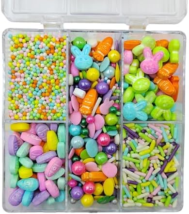 Easter Sprinkles for Cake Decorating, Spring Rainbow Sprinkles, Edible Bunny Carrot Sprinkle with Easter Egg Jimmies Nonpareils Sugar Pearl Mix for Baking Cookies Ice Cream Topping Cake Cupcake Toppers