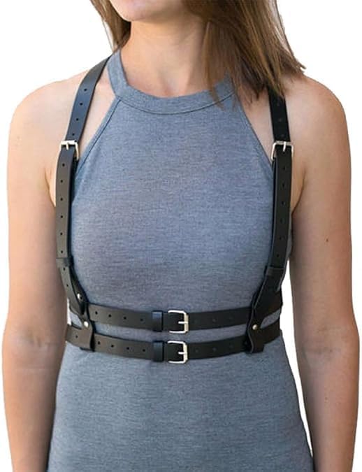 BAQOEYII Punk Leather Harness Belt,Women’s Adjustable PU Leather Body Harness,For Festival,Streetwear Layering Accessory
