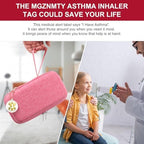 MGZNMTY Travel Carrying Case Compatible with Asthma Inhaler Spacer for Adults and Children, Masks, Inhaler Holder with Asthma Alert Tag and Medical Card, Carabiner (Only Case) (Pink)