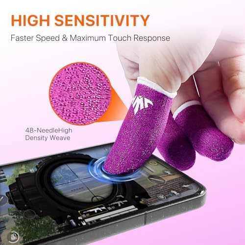 Jwh 10 Pcs Silver Fiber Game Finger Sleeves Thumb Sleeves Mobile Gaming Cots Covers Finger Gloves with Touchscreen for Pubg Fundas para Dedos Dedales Gamer Profesionales