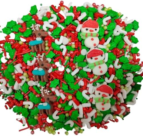 Christmas Sprinkles for Cake Decorating Edible Christmas Snowman Reindeer Icing Decoration for Xmas Party Cake Cupcake Toppers Dessert Cookie Decorations