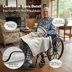 Wheelchair Lap Blanket for Seniors, 43" * 28" Soft Sherpa Lined Knee & Lap Cover, Warm Lightweight Throw with Snap Buttons, Cozy Comfort for Elderly & Caregivers, Light Gray