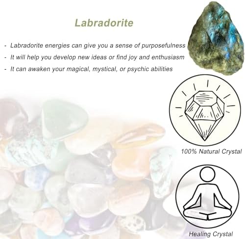 Erliway 2-3'' Labradorite Raw Crystals, Natural Rough Crystals and Healing Stones, Crystal Rocks and Gemstones for Tumbling Cabbing Fountain Rocks Decoration Wire Wrapping Reiki (0.15-0.22lb)