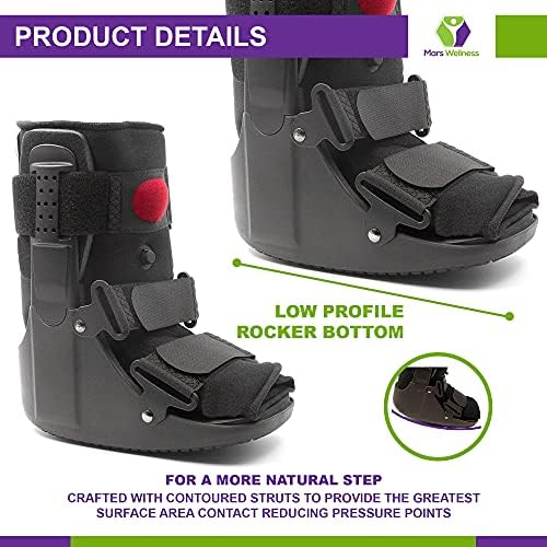 MARS WELLNESS Premium Short Air Cam Walker Boot - Small - Fracture, Sprained Ankle/Foot Stabilizer - Broken Toe Walking Boots for Men or Women