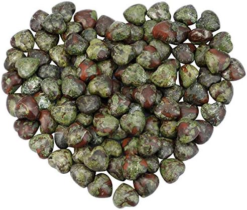Rockcloud Healing Crystal 0.5 inche Dragon Blood Stone Heart Love Carved Palm Worry Stone Chakra Reiki Balancing(Pack of 10)