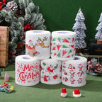 COHEALI Merry Christmas Toilet Paper 5 Rolls Merry Christmas Santa Claus Printed Disposable Paper Towels Xmas Theme Design Hand Roll Towels, 3.93X3.14 Inch
