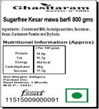 Ghasitaram Gifts Indian Sweets - Sugar Free Kesar mawa barfi 800gms