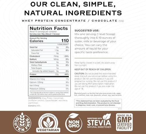 Muscle Feast Grass-Fed Whey Protein Concentrate Powder, All Natural, Hormone Free Pasture Raised Whey Protein Powder for Women & Men, Clean, Non-GMO & Gluten Free Whey Concentrate - Chocolate, 5lb