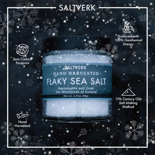 Saltverk Sea Salt - Gourmet, Icelandic, Hand Harvested and Sustainably Made - Flaky 3.17 Oz