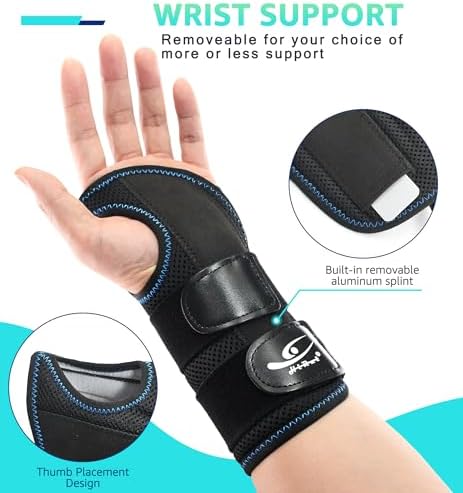 HiRui Wrist Brace for Carpal Tunnel Arthritis, Wrist Support with Splints Compression Hand Support for Tendonitis Sprain, Fits Day&Night Sleep Support, Adjustable (Medium, Right Hand (Pack of 1))