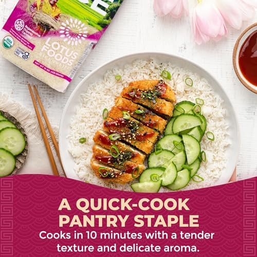 Lotus Foods Organic Baby Basmati Rice - Gluten Free Heirloom White Rice in Bag, Quick 10 min Cook, GF, USDA Organic - 15 Oz Bag