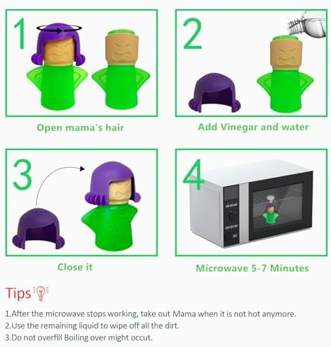 Microwave Cleaner Microwave Angry Mama Oven Cleaner High Temperature Steam Cleaning Equipment Tool Steam Cleans Add Vinegar and Water (Green)