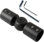 SVNR Heavy Duty 1 Inch Bay Window Corner Curtain Rod Connector, Set of 1 Black Stainless Steel Metal Hinged Elbow Connectors with Screwdriver for Easy Installation