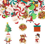 Gyufise 60Pcs Edible Christmas Cake Cupcake Decoration Edible Xmas Santa Claus Snowman Socks Cake Decorations Wafer Paper Holiday Cake Topper for Christmas Party Supplies
