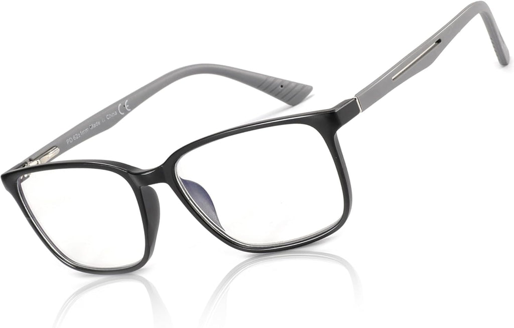 BLUEMOKY Blue Light Reading Glasses for Men，Sport Square Frame Readers, Anti Glare Computer Glasses