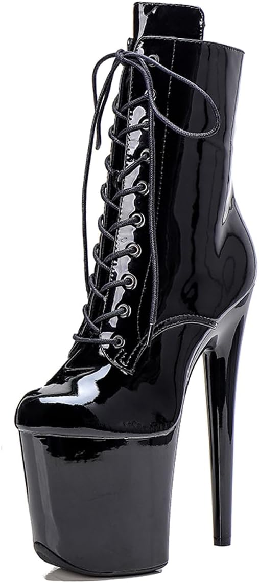 WUXIN H&P 8 Inch Pole Dance Boot Shoes, Exotic Stiletto Platform Heels