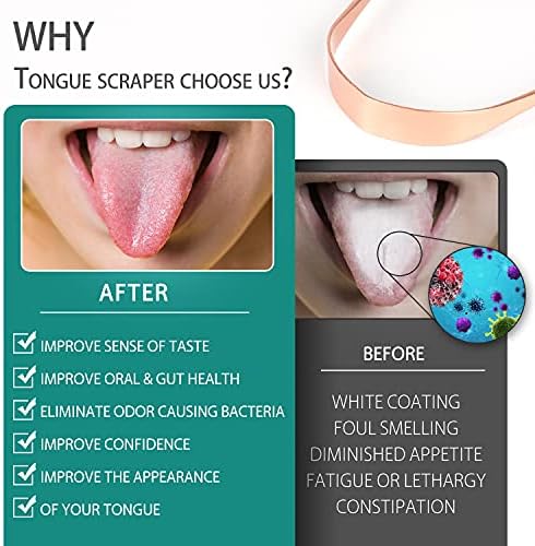 RONAVO Copper Tongue Scraper for Adults (2 Pack), 100% Pure Copper, Naturally Anti-Microbial, Banishes Bad Breath and Maintains Oral Hygiene, Tongue Cleaner with Travel Case, Easy to Use and Clean