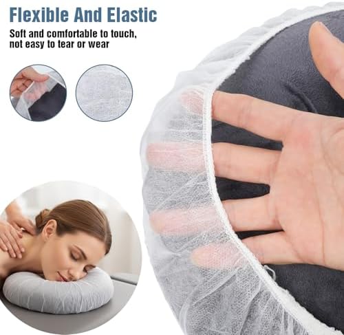 100 PCS Disposable Fitted Face Cradle Covers Non-Woven Soft Massage Face Rest Headrest Covers Universal Size for Massage Tables Chairs Salon SPA Use Faces Rest Cover