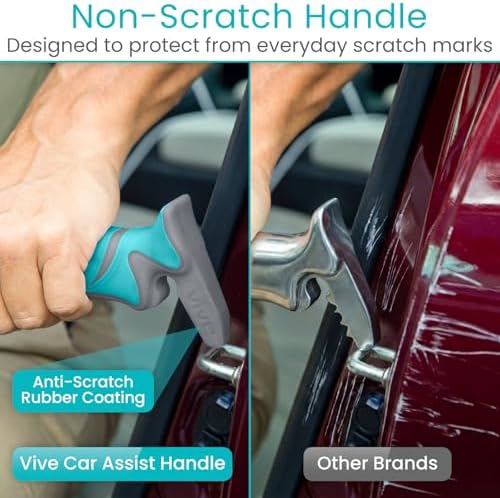 Vive Car Handle Assist for Elderly - Scratch Proof Latch - Auto Grab Bar Cane Support Aid - Standing Mobility Safety Tip to Help Get Out - Portable Assistive Device for Seniors, Handicapped