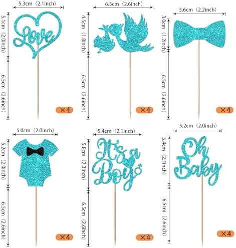 Rsstarxi 24 Pack It's a Boy Cupcake Toppers Oh Baby Shower Cake Toppers Decorations Blue Tie Cupcake Picks for Gender Reveal Baby Shower Boy Birthday Party Cake Decorations Blue