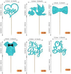 Rsstarxi 24 Pack It's a Boy Cupcake Toppers Oh Baby Shower Cake Toppers Decorations Blue Tie Cupcake Picks for Gender Reveal Baby Shower Boy Birthday Party Cake Decorations Blue