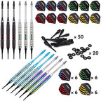 Turnart Darts Plastic Tip - Professional Soft Tip Darts Set for Electronic Dartboard 12 Pcs 18 Grams with 50 Extra Tips 24 Flights 2 Flight Protctors and Tool Kit Gift Darts